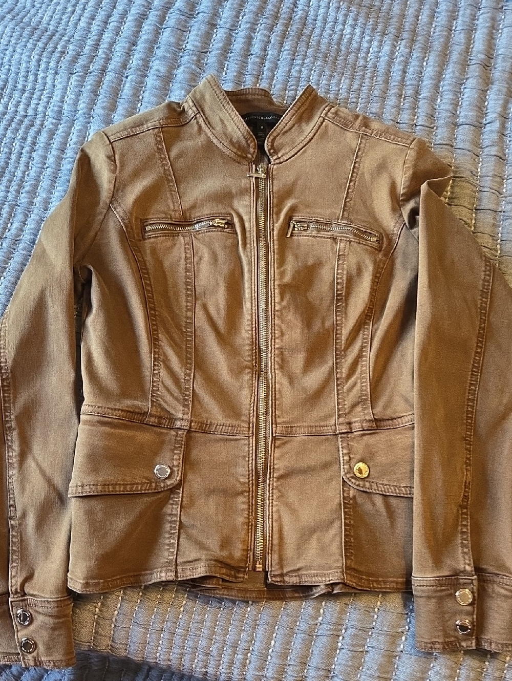 White House Black Market Moto Zip Up Brown Jacket Xs
